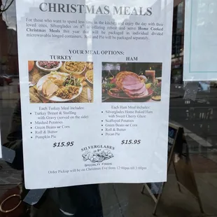 a menu for christmas meals