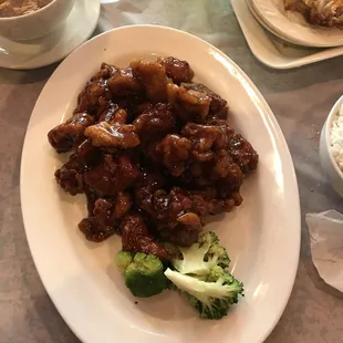 a plate of chinese food