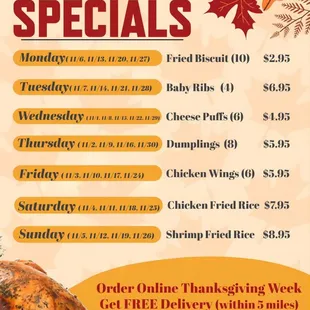 Everyday&apos;s Special on November !!