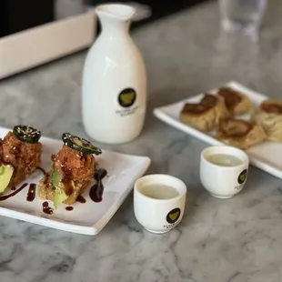 Crispy Rice with Spicy Tuna and Gyoza