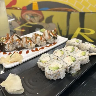 California Cut Roll, Shrimp Tempura Cut Roll