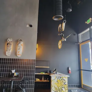 a view of a dining area