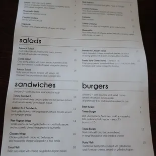 Menu, circa Aug 2022.