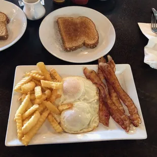 Two egg lunch with fries instead of hashed browns, $11.