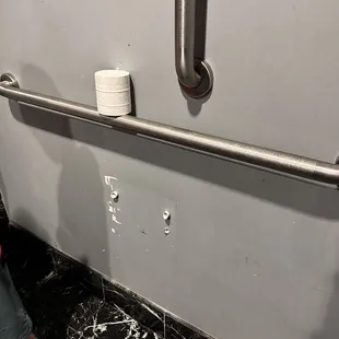 Broken toilet paper holder.