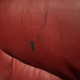 Many seats peeling &amp; sticky, dirty