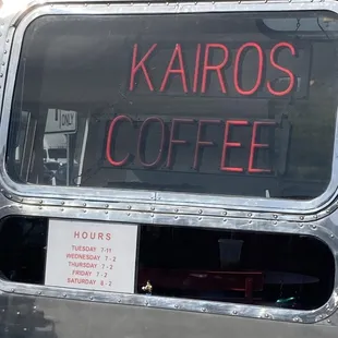 a sign in the window