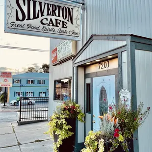 the entrance to silverton cafe