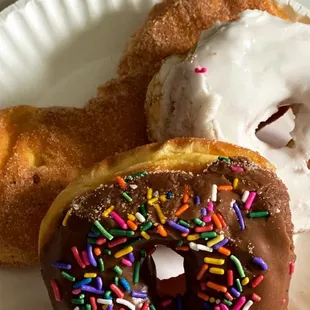 two donuts on a paper plate