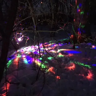 The island in the lake (complete with lights), just a short walk on the frozen lake