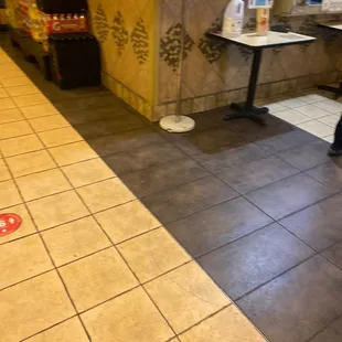 the floor of a restaurant