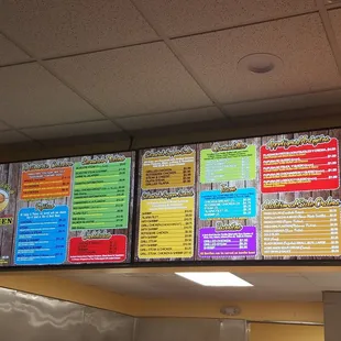 menus on the wall