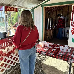 Free cider and popcorn