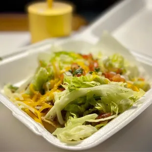 Carne Asada Tostada, so much topping and still crispy.