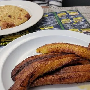 Pupusas and plantains.