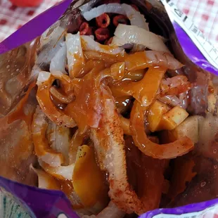 I got the Taki snacks,it has Japanese peanuts, pickle pork skin, cucumbers and valentina sauce