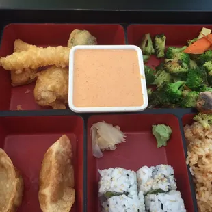 Veggie bento A lunch tray, lots of variety.