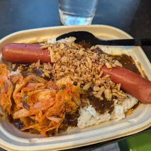 Sausage curry, add kimchi