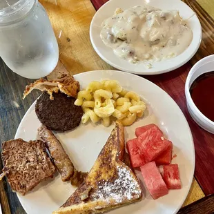 One of my plates from the Sunday brunch buffet! Be sure to order the biscuits &amp; gravy! Yum!