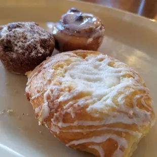 three pastries on a plate