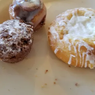 three donuts on a plate