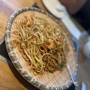 Shrimp chow mein; had to dig around to find the 8 pieces of shrimp :/