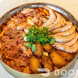 Chicken and shrimp pot