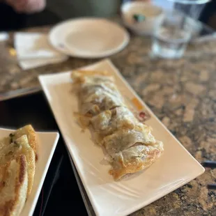 two plates of food on a table