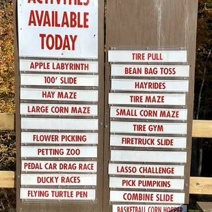 Available activities