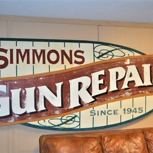 Our outside sign from the 1960's now inside.