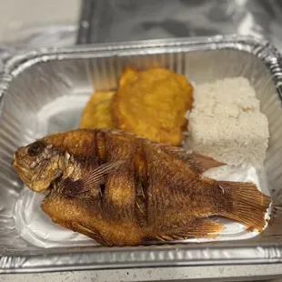 Fried tilapia was cooked perfectly and didn't lose its integrity even though I ordered it to go