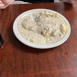 Half plate biscuits and sausage gravy