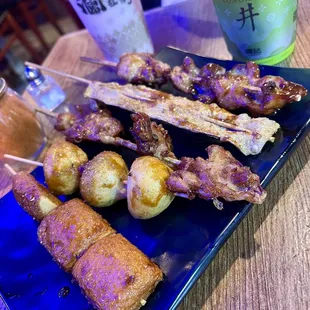 BBQ Fish Tofu, fish ball with masago, tofu skin, chicken tendon, chicken cartilage