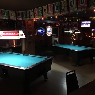 a pool table and arcade