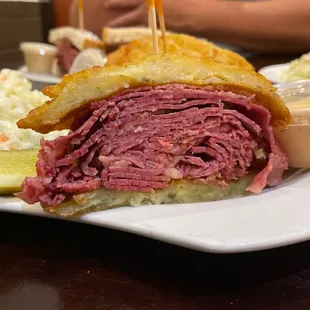 Latkas with corned beef