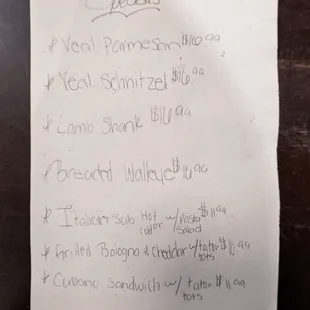 Daily Specials