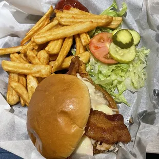 Crispy chicken sandwich and fried