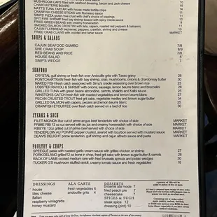 a menu on a table