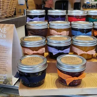 a display of jars of jams