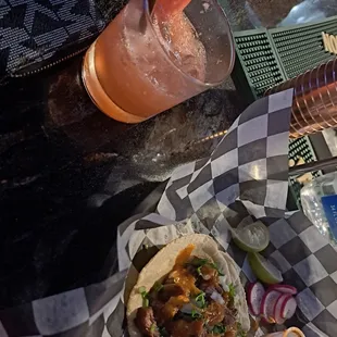 Fresh watermelon margarita &amp; beef taco