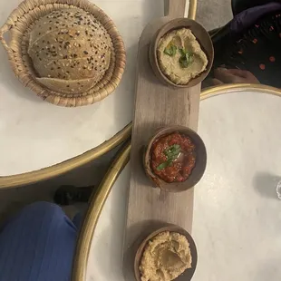 Bread and assorted dip