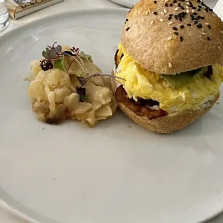 Goat Cheese Scrambled Sandwich & Bacon
