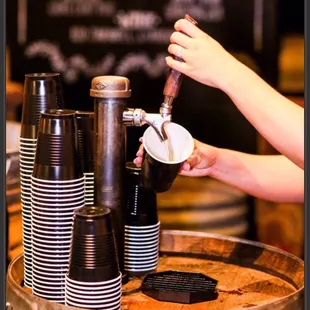 Our custom wine barrel kegerator/tap for rent
