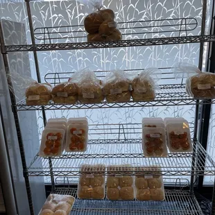 a display of baked goods