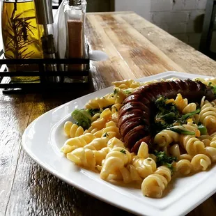 Wild boar sausage, broccoli &amp; cheddar!