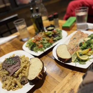 Steak Stroganoff, Rainbow Trout, Simple Salad