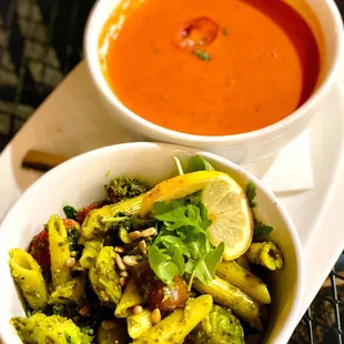 Basil Pesto Primavera, Heirloom Tomato Bisque, YUM