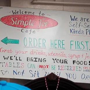 a sign in a restaurant