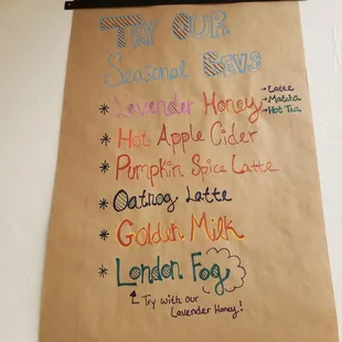menu