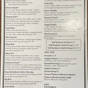 a menu for a restaurant